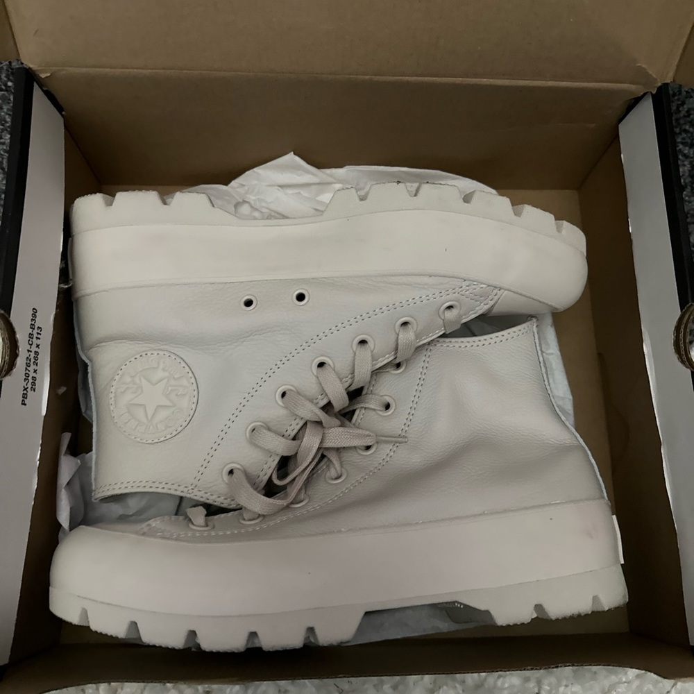 Leather tall platform converse. Sand color. Only used them once.